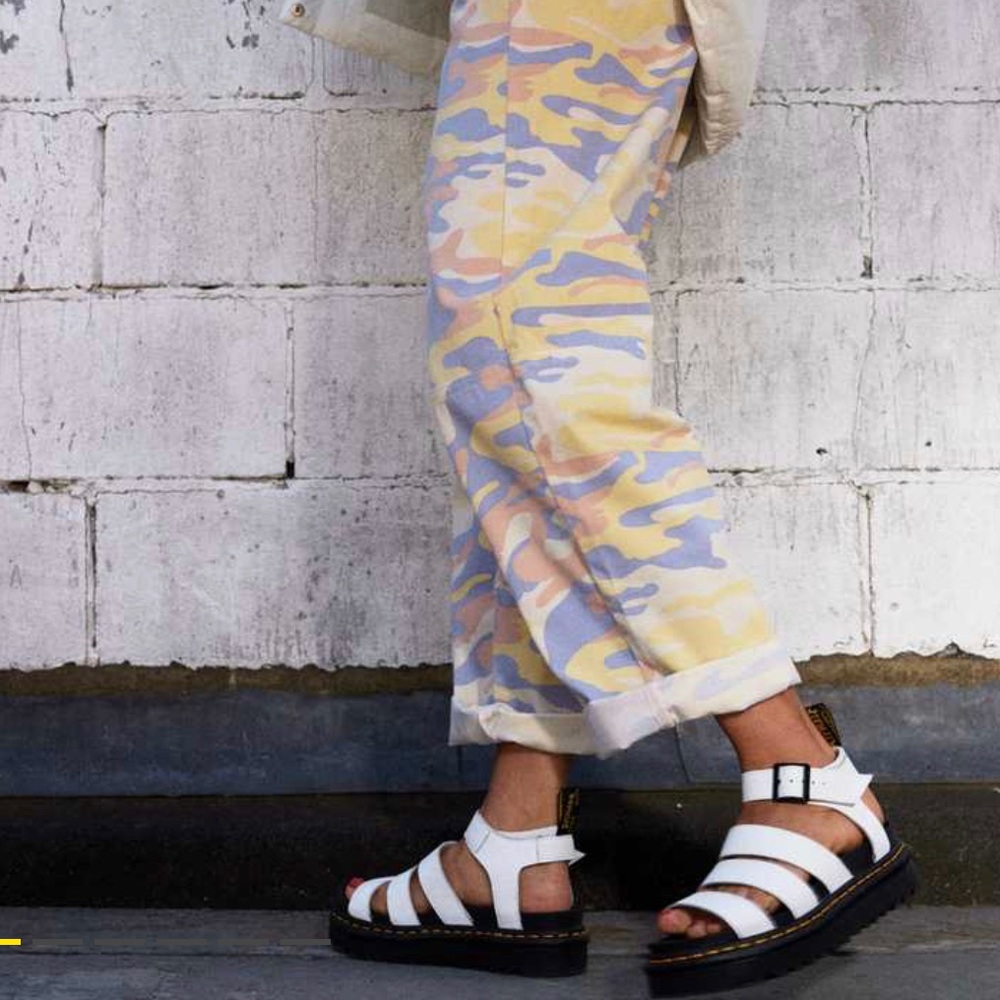 DR. MARTENS Blaire Quad Hydro Leather Womens Platform Sandals